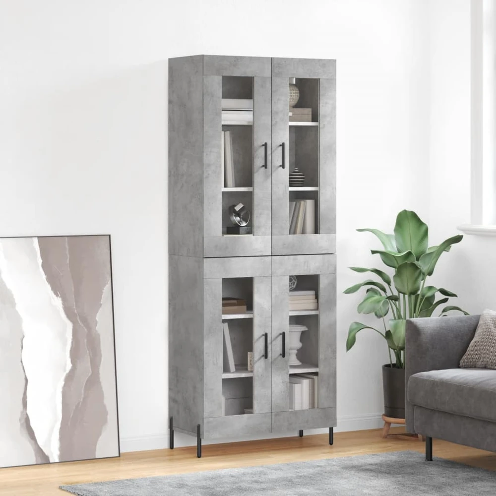 Komoda, betono pilkos spalvos, 69,5x34x180cm, apdirbta mediena