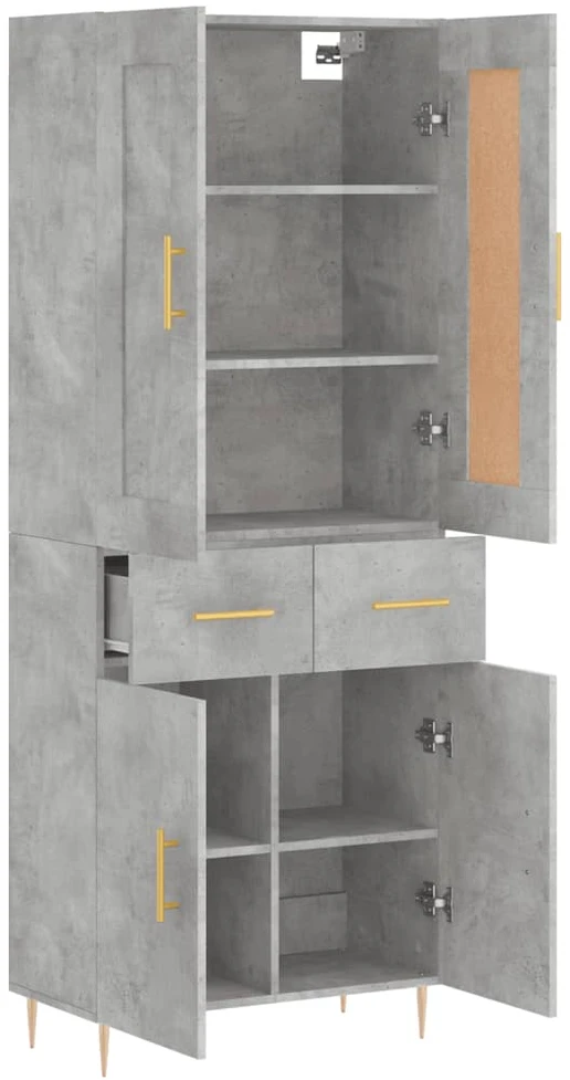 Komoda, betono pilkos spalvos, 69,5x34x180cm, apdirbta mediena