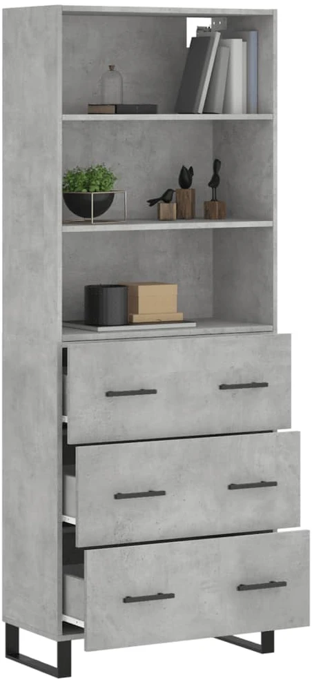 Komoda, betono pilkos spalvos, 69,5x34x180cm, apdirbta mediena