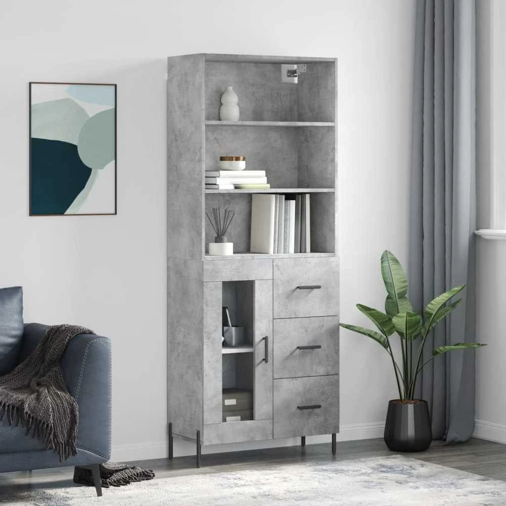 Komoda, betono pilkos spalvos, 69,5x34x180cm, apdirbta mediena
