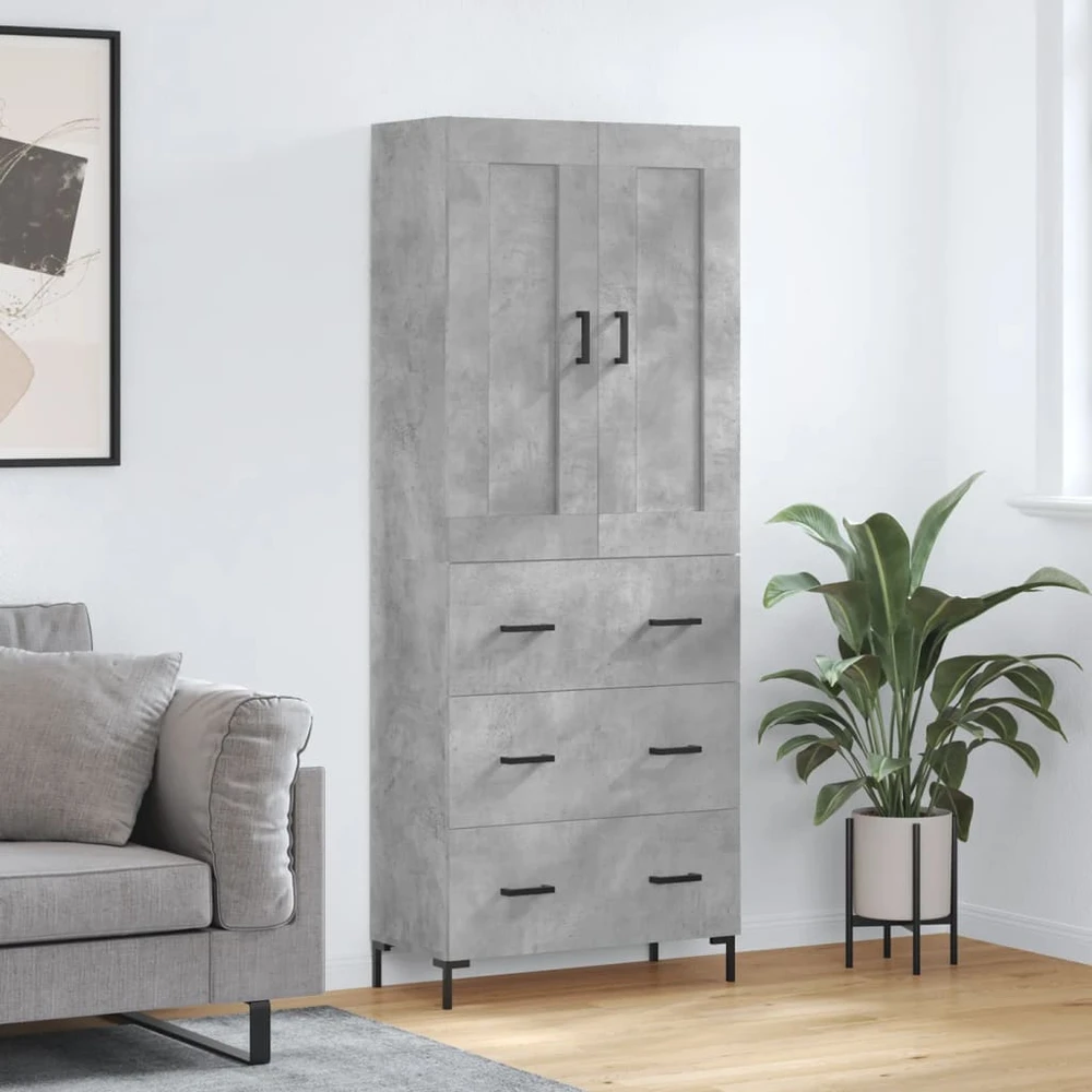 Komoda, betono pilkos spalvos, 69,5x34x180cm, apdirbta mediena