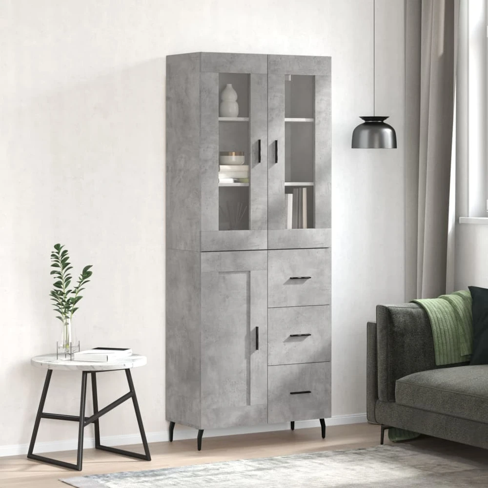 Komoda, betono pilkos spalvos, 69,5x34x180cm, apdirbta mediena