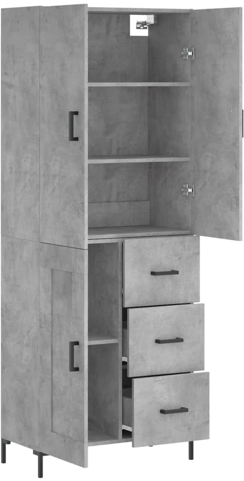 Komoda, betono pilkos spalvos, 69,5x34x180cm, apdirbta mediena
