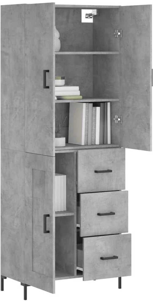 Komoda, betono pilkos spalvos, 69,5x34x180cm, apdirbta mediena