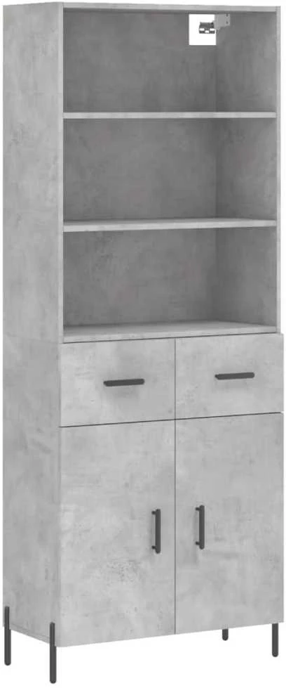 Komoda, betono pilkos spalvos, 69,5x34x180cm, apdirbta mediena