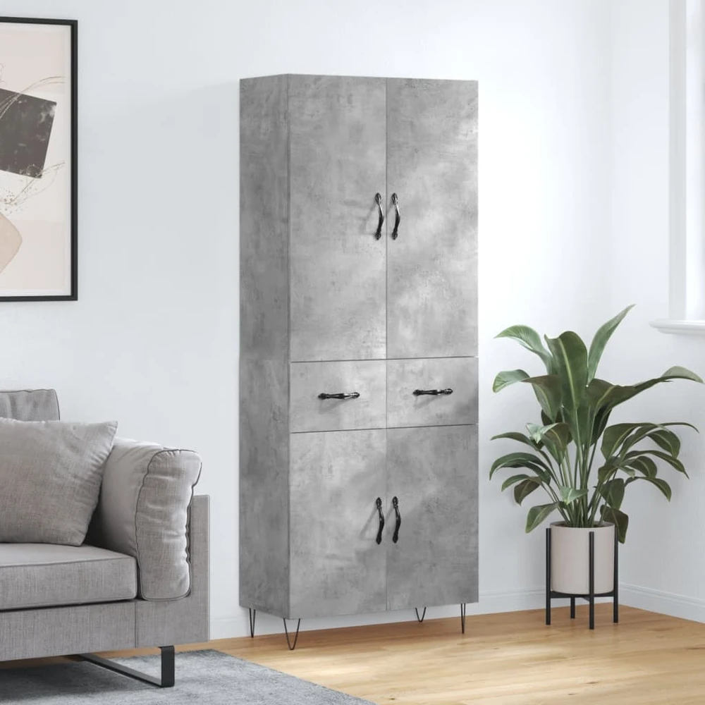 Komoda, betono pilkos spalvos, 69,5x34x180cm, apdirbta mediena