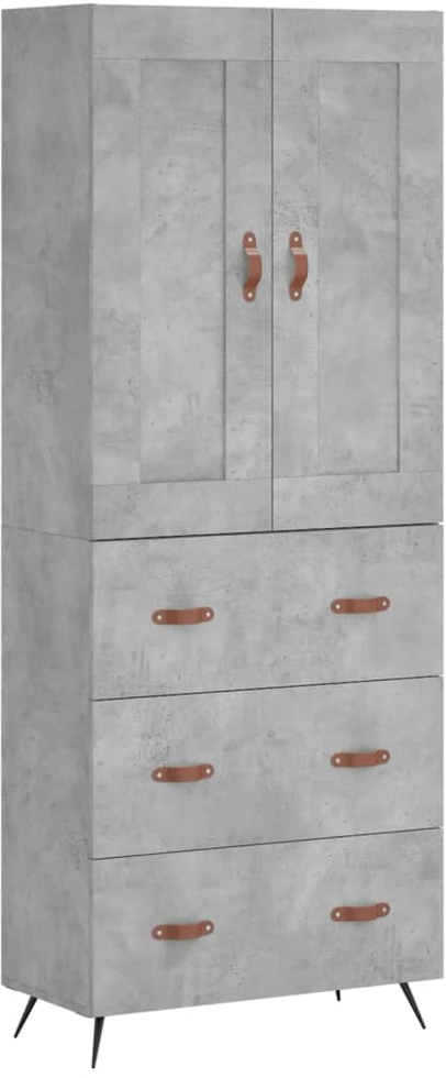 Komoda, betono pilkos spalvos, 69,5x34x180cm, apdirbta mediena