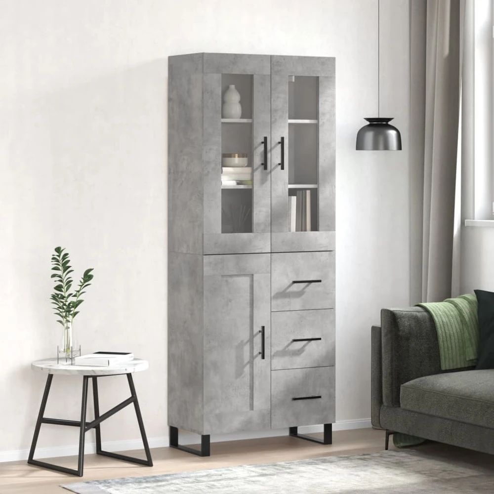 Komoda, betono pilkos spalvos, 69,5x34x180cm, apdirbta mediena