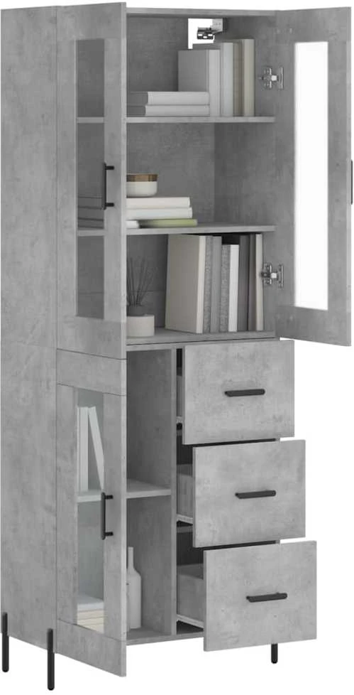Komoda, betono pilkos spalvos, 69,5x34x180cm, apdirbta mediena