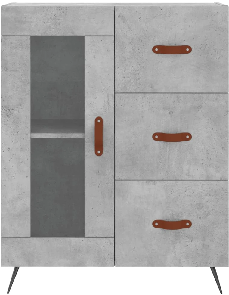 Komoda, betono pilkos spalvos, 69,5x34x180cm, apdirbta mediena