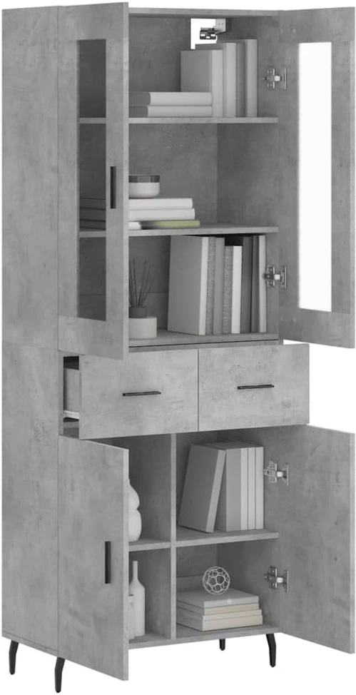 Komoda, betono pilkos spalvos, 69,5x34x180cm, apdirbta mediena