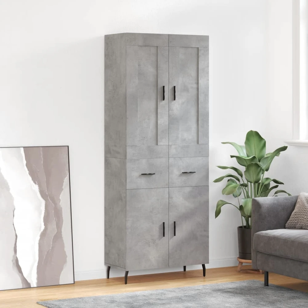 Komoda, betono pilkos spalvos, 69,5x34x180cm, apdirbta mediena