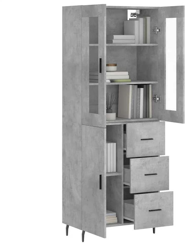 Komoda, betono pilkos spalvos, 69,5x34x180cm, apdirbta mediena