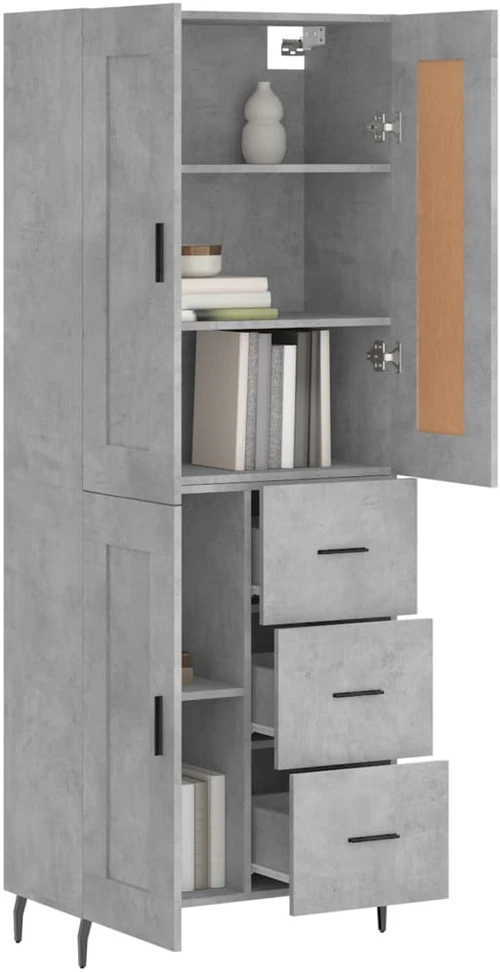 Komoda, betono pilkos spalvos, 69,5x34x180cm, apdirbta mediena