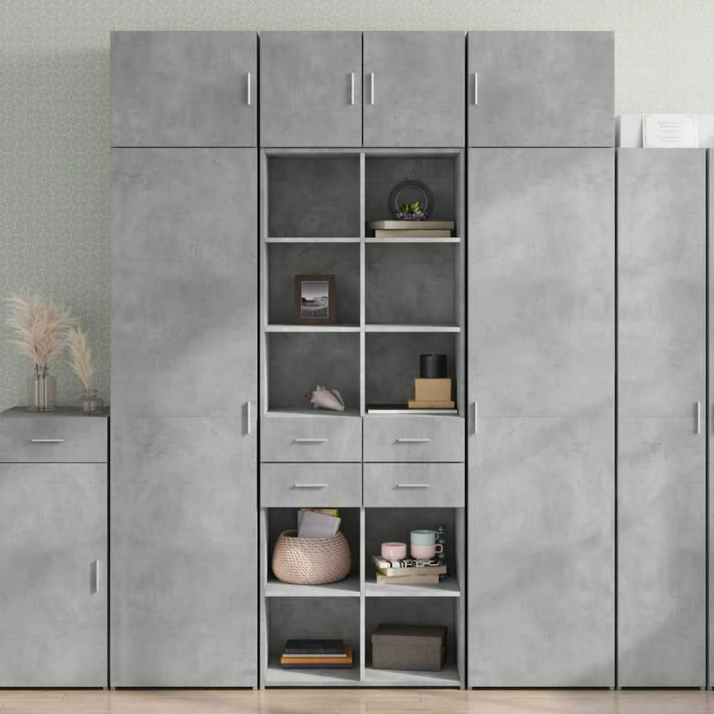 Komoda, betono pilkos spalvos, 70x42,5x185cm, apdirbta mediena