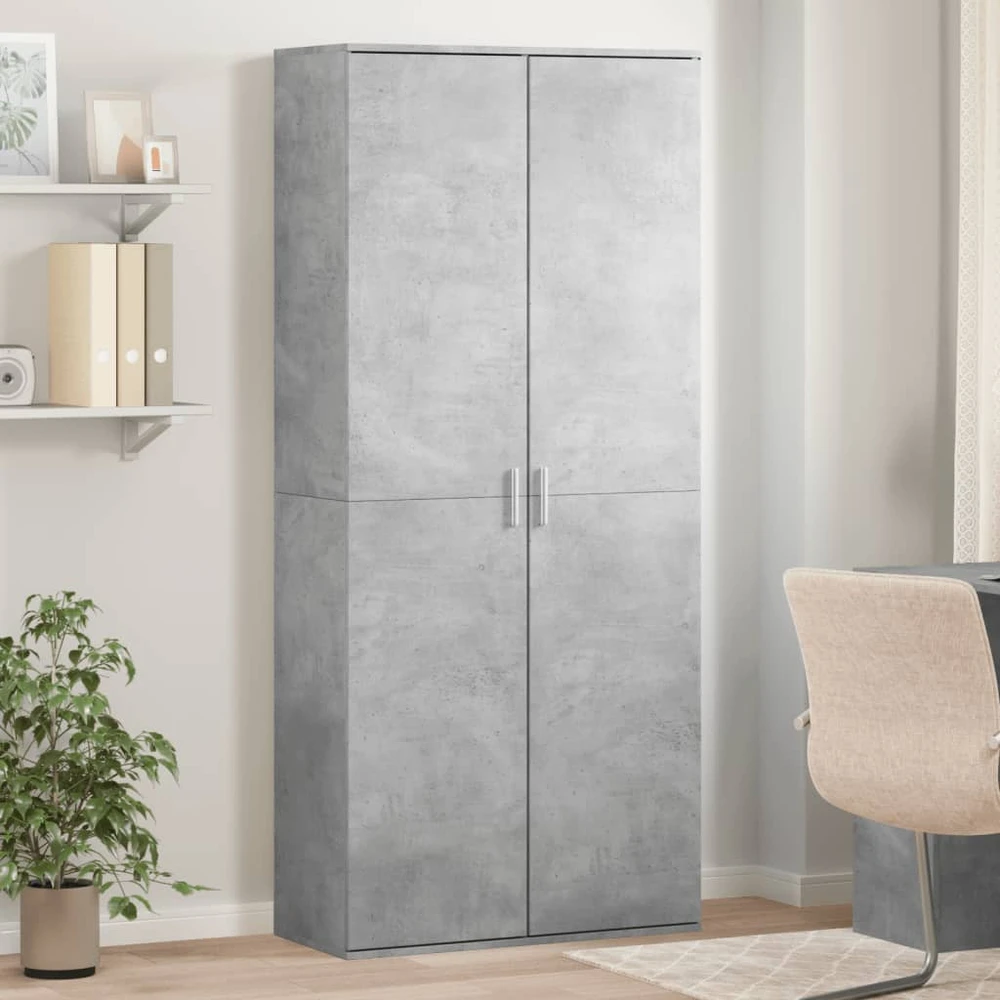 Komoda, betono pilkos spalvos, 80x35x180cm, apdirbta mediena