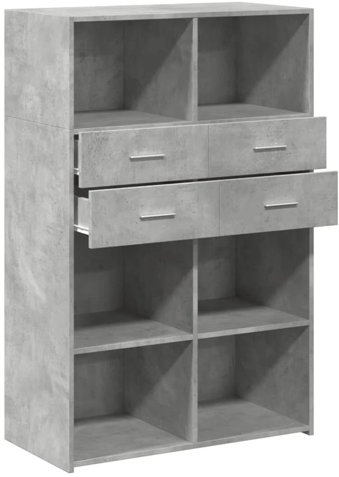 Komoda, betono pilkos spalvos, 80x42,5x124cm, apdirbta mediena