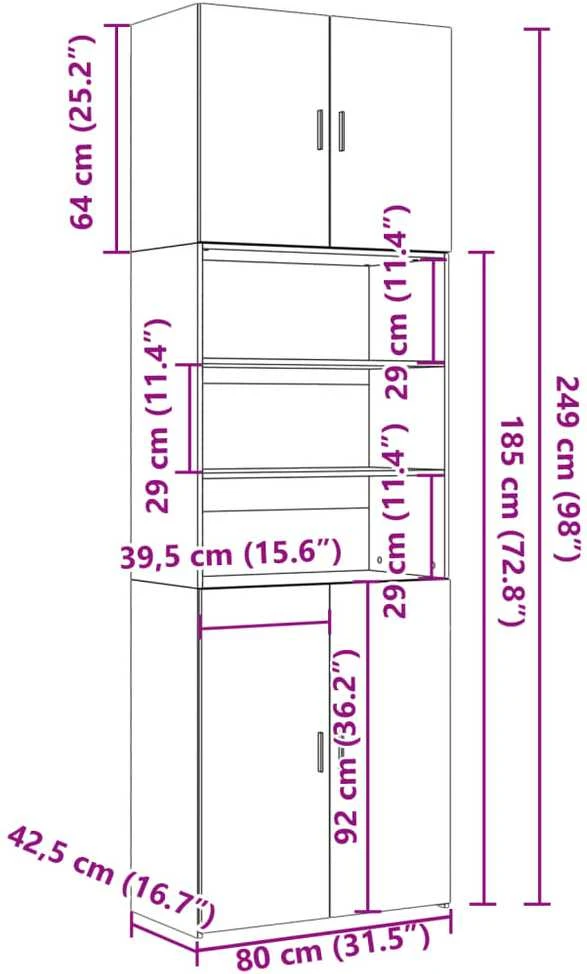 Komoda, betono pilkos spalvos, 80x42,5x249cm, apdirbta mediena