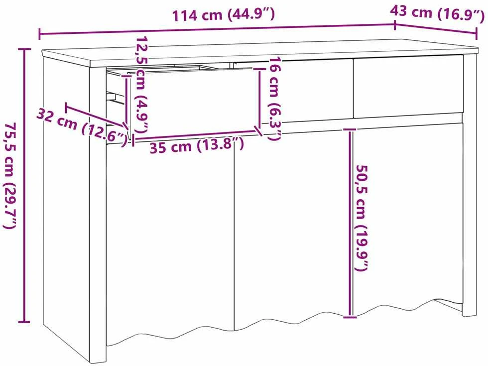 Kabalas su stalčių Drammen Balta 114 x 43 x 75,5 cm