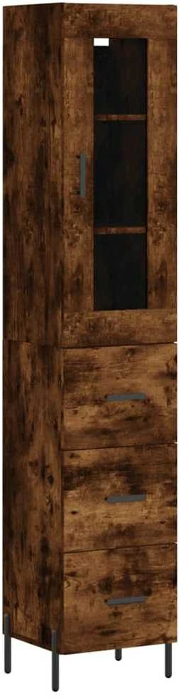 Komoda, dūminio ąžuolo spalvos, 34,5x34x180cm, apdirbta mediena