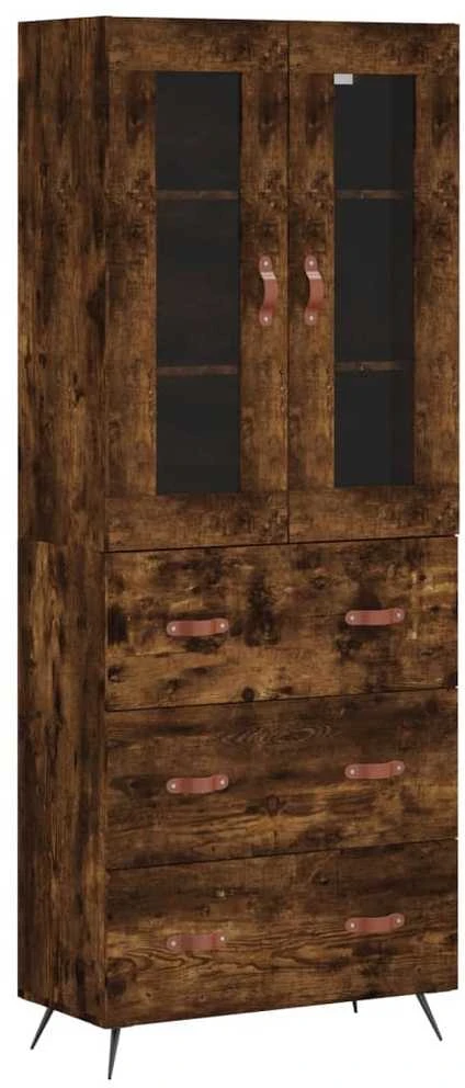 Komoda, dūminio ąžuolo spalvos, 69,5x34x180cm, apdirbta mediena