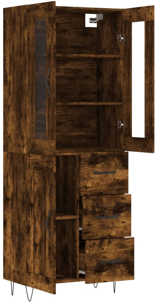 Komoda, dūminio ąžuolo spalvos, 69,5x34x180cm, apdirbta mediena