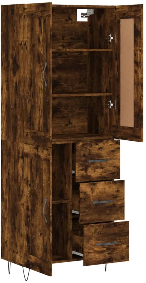 Komoda, dūminio ąžuolo spalvos, 69,5x34x180cm, apdirbta mediena