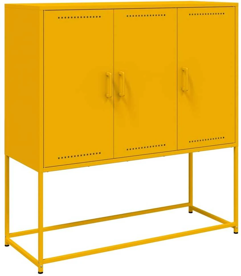 Komoda, garstyčių geltonos spalvos, 100,5x39x107cm, plienas