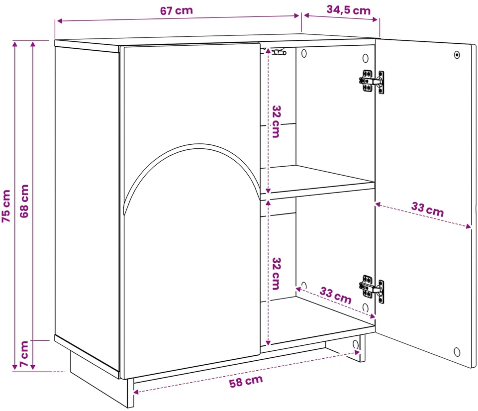 Komoda Juoda 67 x 34.5 x 75 cm Apdorota mediena