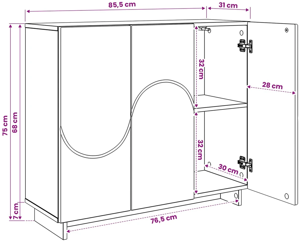 Komoda Juoda 85,5 x 31 x 75 cm Apdirbta mediena