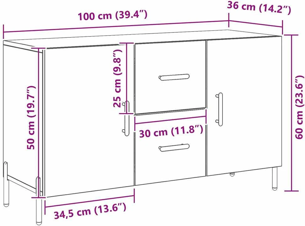 Kabalas Juodas ąžuolas 100 x 36 x 60 cm Apdirbta mediena