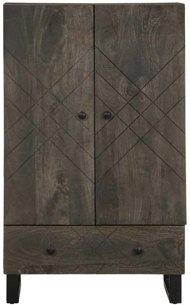 Komoda, juodos spalvos, 60x33x100cm, mango medienos masyvas