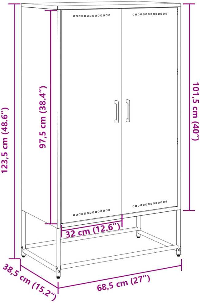 Komoda, juodos spalvos, 68,5x38,5x123,5cm, plienas