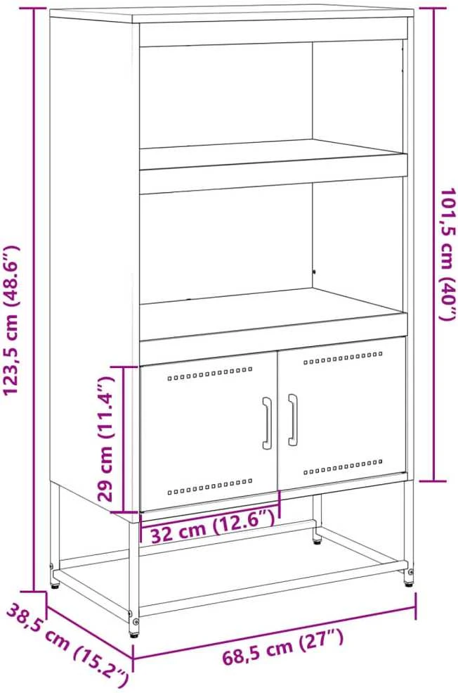 Komoda, juodos spalvos, 68,5x38,5x123,5cm, plienas