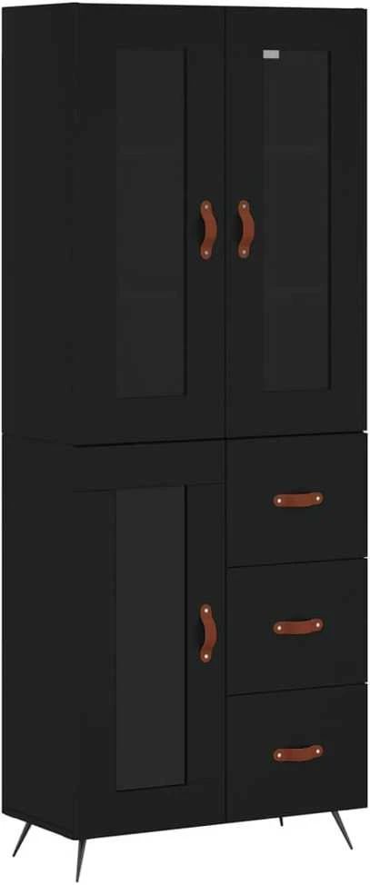 Komoda, juodos spalvos, 69,5x34x180cm, apdirbta mediena