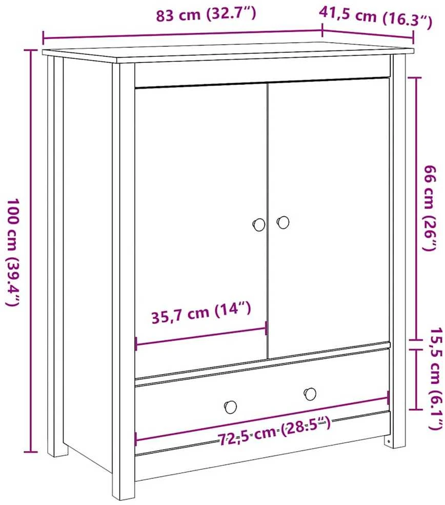Komoda, medaus ruda, 83x41,5x100cm, pušies medienos masyvas