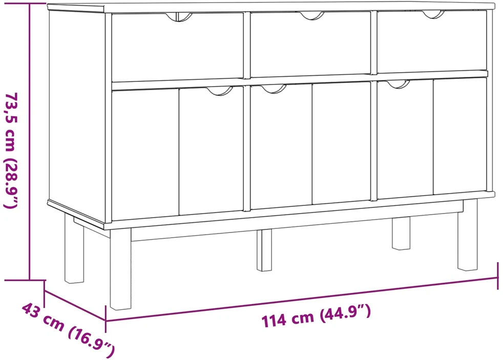 Komoda OTTA Ruda ir juoda 114 x 43 x 73,5 cm