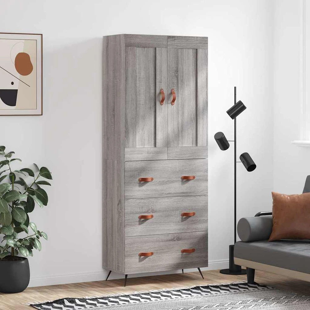Komoda, pilkos ąžuolo spalvos, 69,5x34x180cm, apdirbta mediena