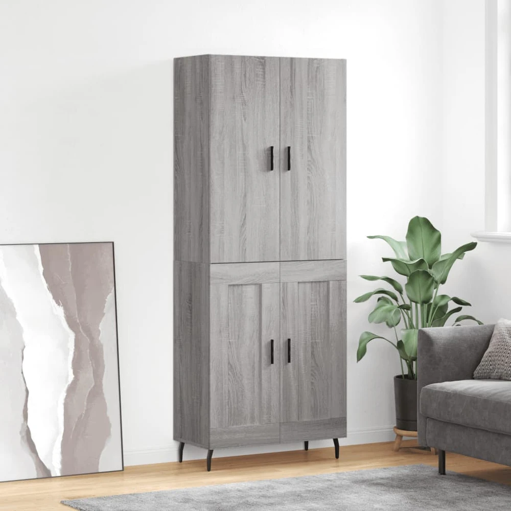Komoda, pilkos ąžuolo spalvos, 69,5x34x180cm, apdirbta mediena