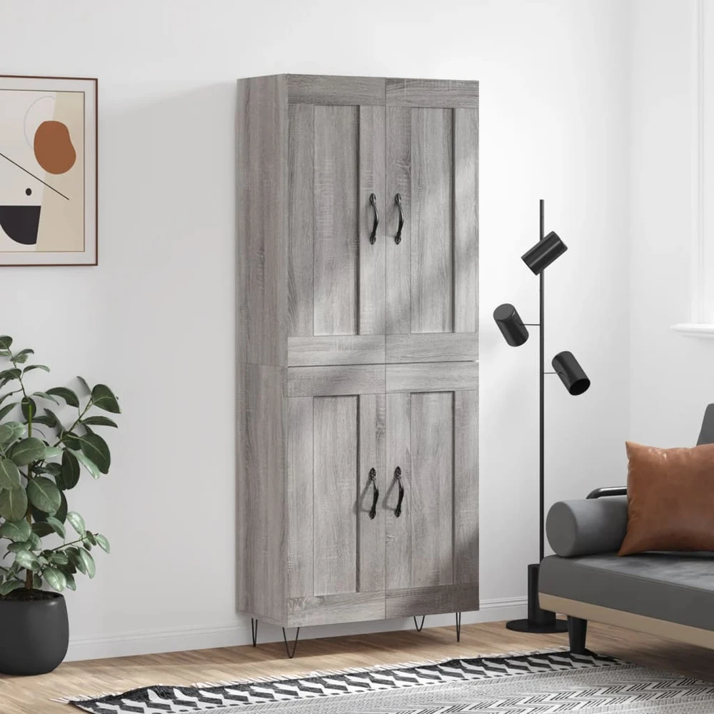 Komoda, pilkos ąžuolo spalvos, 69,5x34x180cm, apdirbta mediena