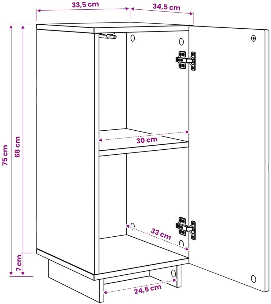Komoda Sendintos medienos 33,5 x 34,5 x 75 cm Apdirbta mediena