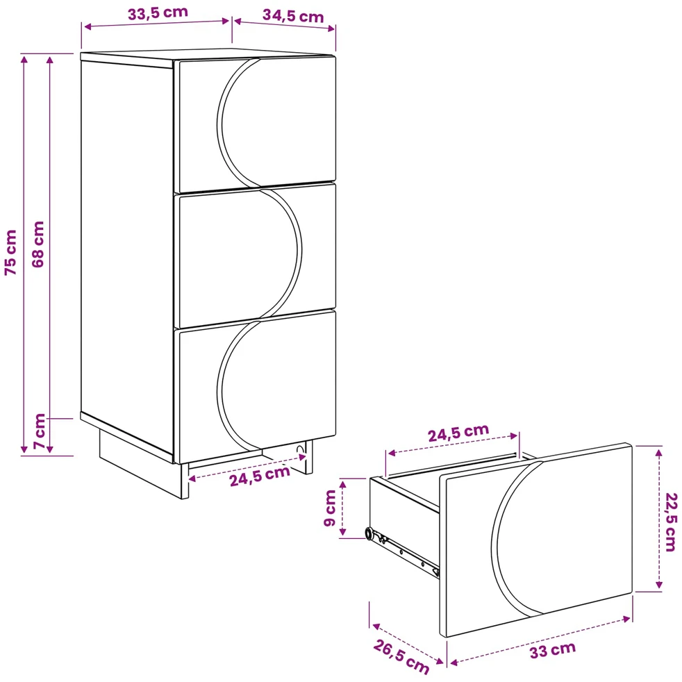 Komoda Sendintos medienos 33,5 x 34,5 x 75 cm Apdirbta mediena