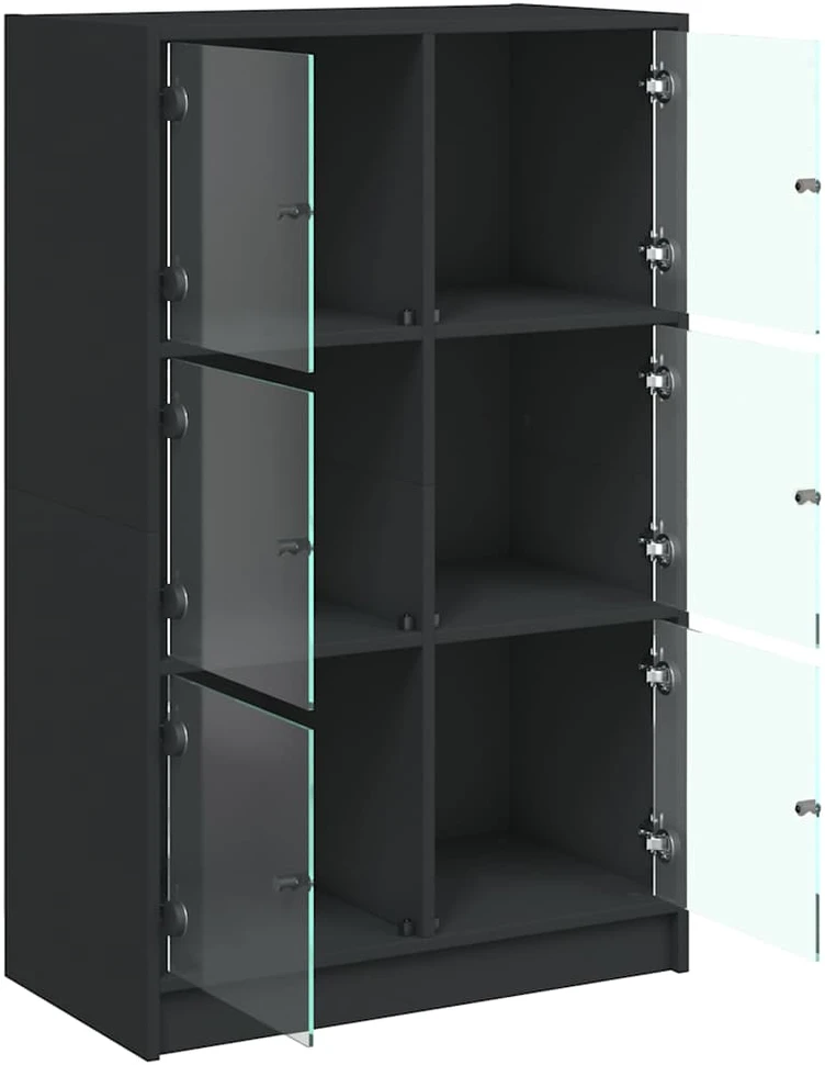 Komoda su durelėmis, juoda, 68x37x109cm, apdirbta mediena