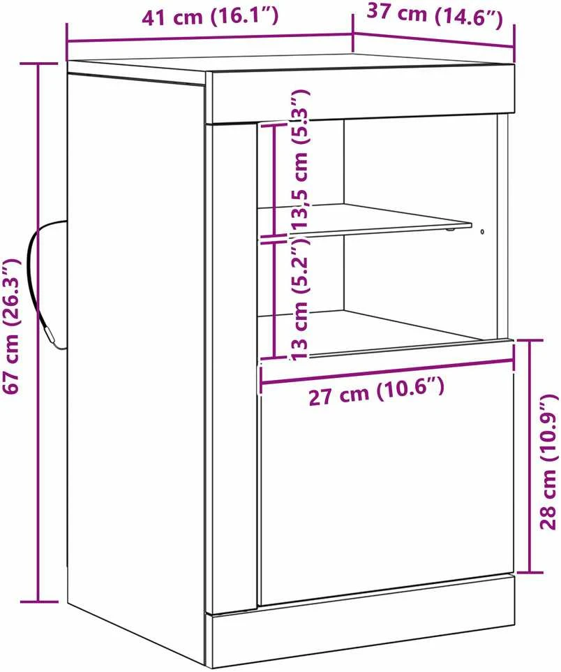 LED Bufetas 41 x 37 x 67 cm Apdirbta mediena Senas medis