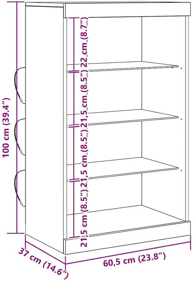 LED Bufetas Senas medis 60,5 x 37 x 100 cm Apdirbta mediena