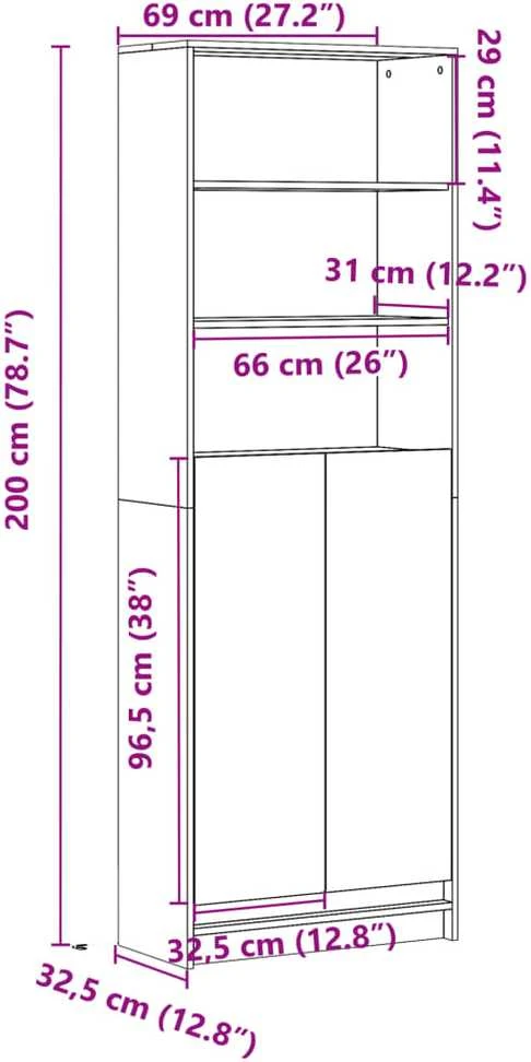 Komoda su LED, baltos, 69x32,5x200cm, apdirbta mediena
