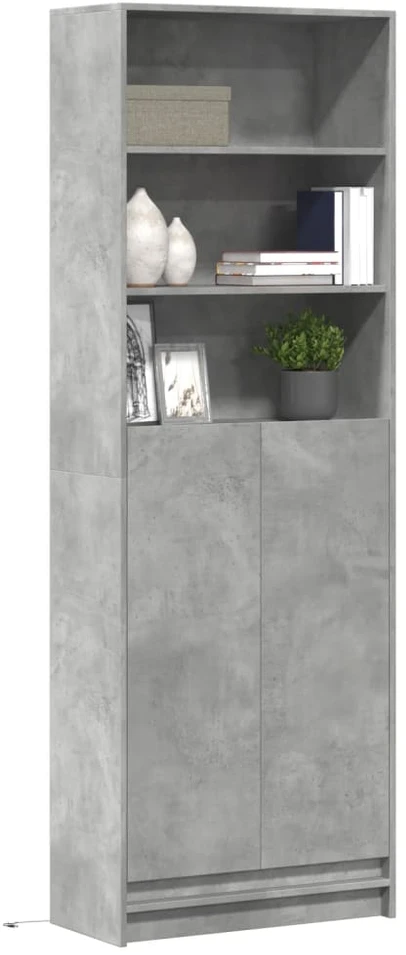 Komoda su LED, betono pilkos, 69x32,5x200cm, apdirbta mediena