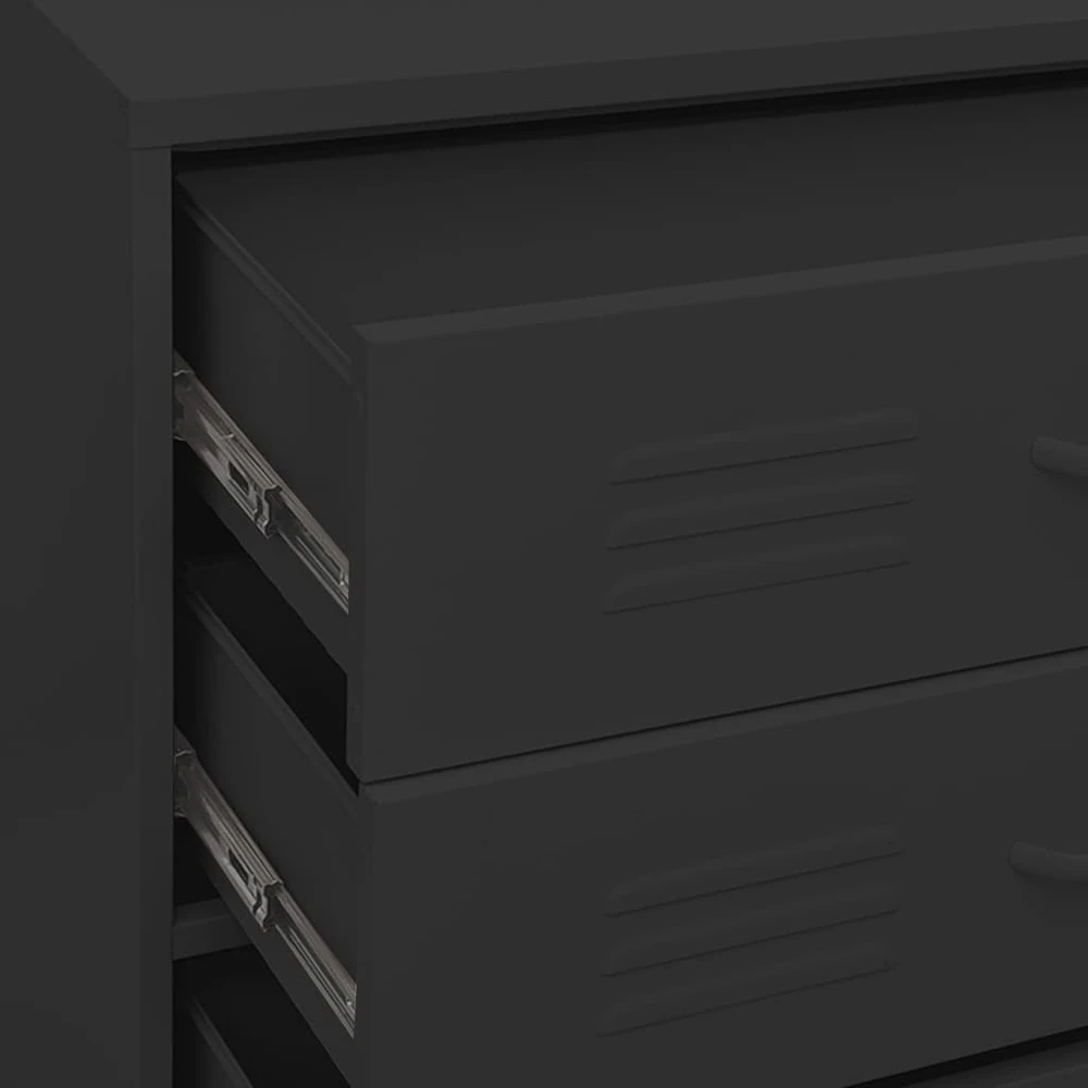 Komoda su stalčiais, juodos spalvos, 80x35x101,5cm, plienas
