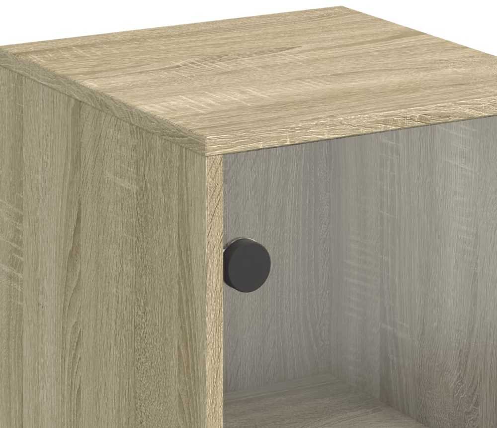 Komoda su stiklinėmis durelėmis, ąžuolo spalvos, 35x37x120cm