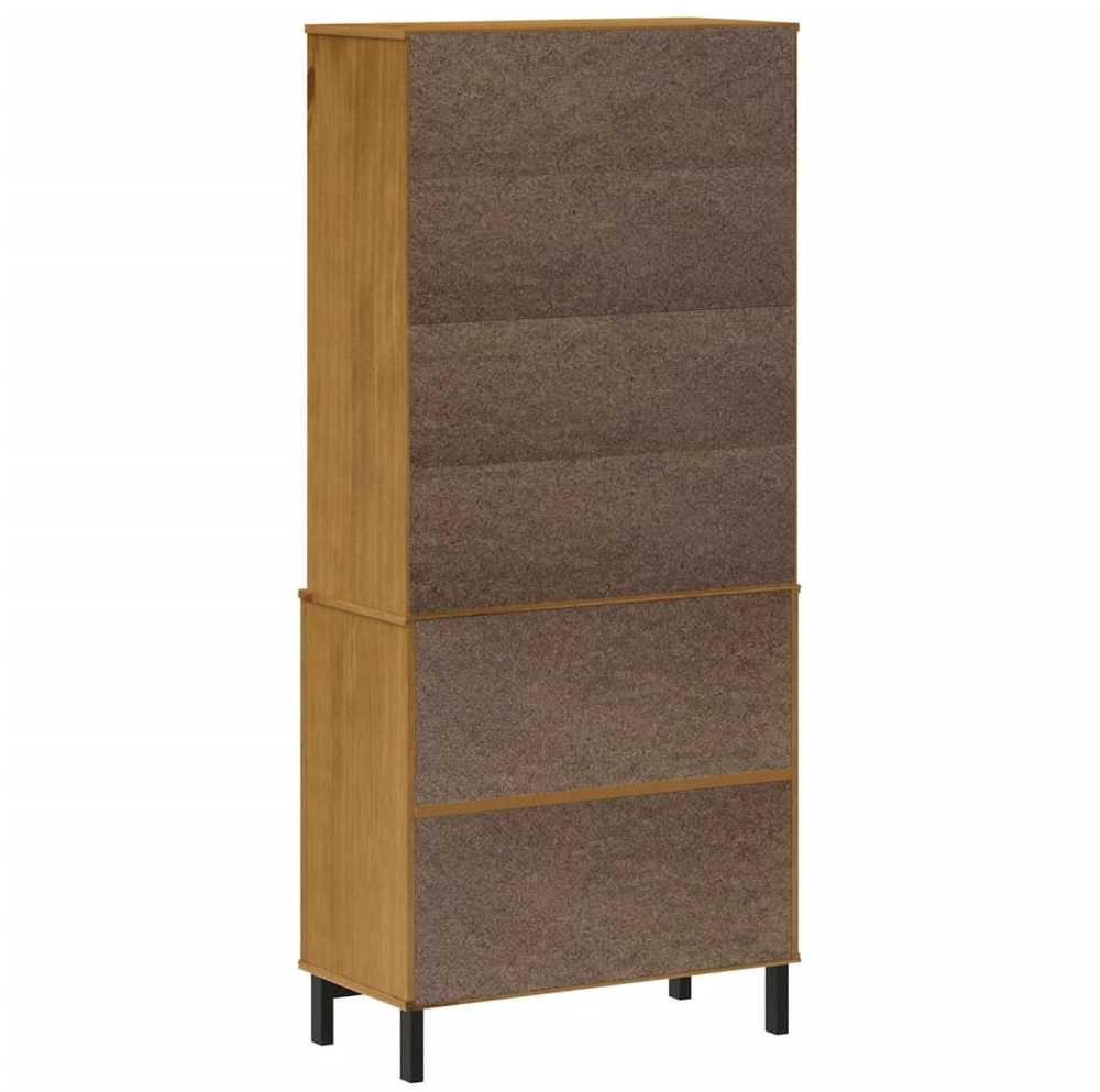 Komoda su stiklinėmis durelėmis FLAM, 80x40x180cm, pušis